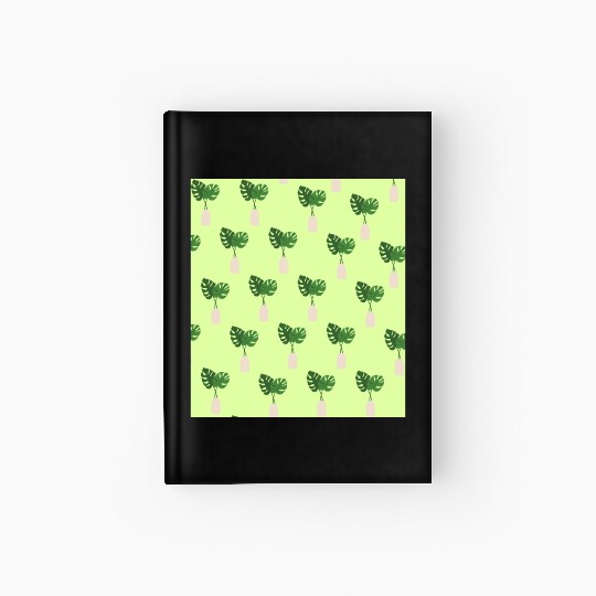Green Tropical Palm Leaves In A Grey Vessel Hardcover Journal