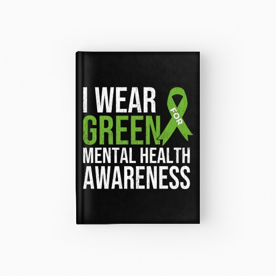 Green Ribbon Mental Health & Depression Awareness Hardcover Journal