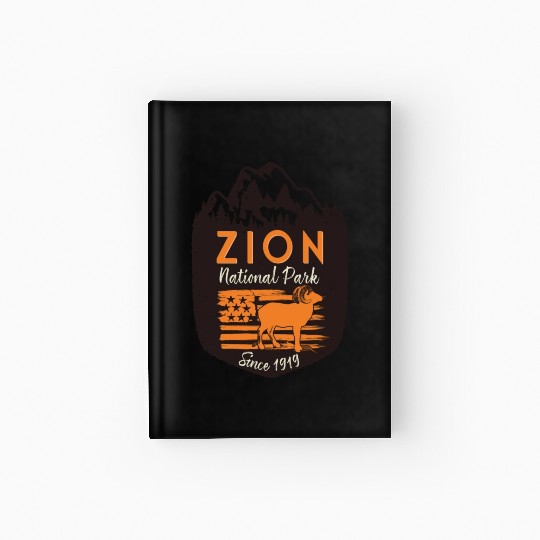 Zion National Park Us Flag Bighorn Sheep Mountains Hardcover Journal
