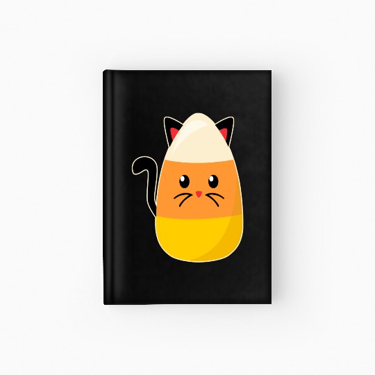 Candy Corn Cat Halloween Hardcover Journal