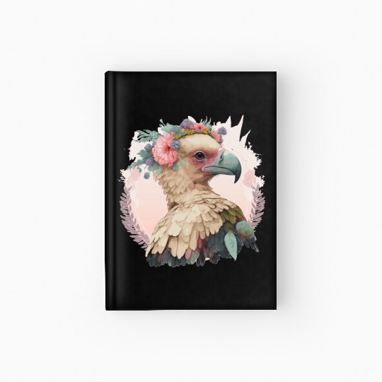 Cute Vulture Bird Flower Crown Floral Wild Birds Hardcover Journal