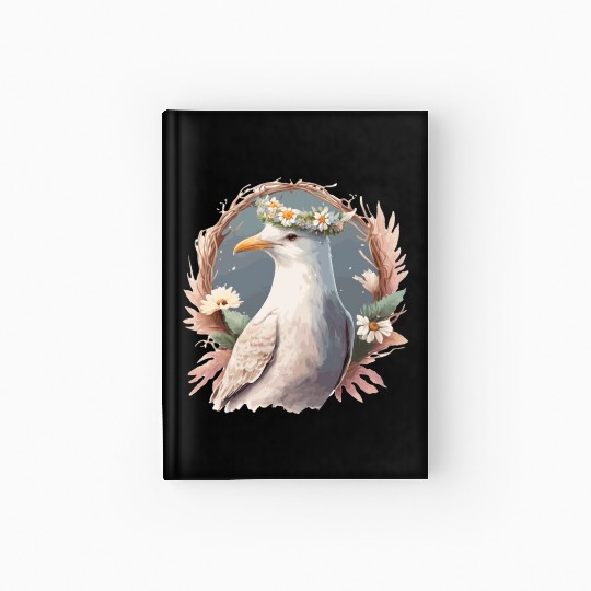 Seagull Bird Flower Crown Floral Seabirds Hardcover Journal
