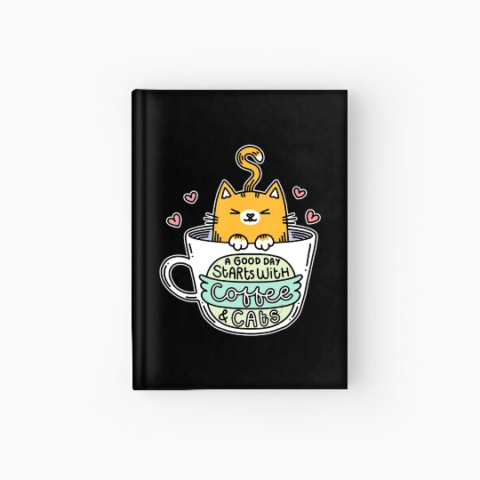 Orange Cat Women Cat Lover Coffee Cats Hardcover Journal