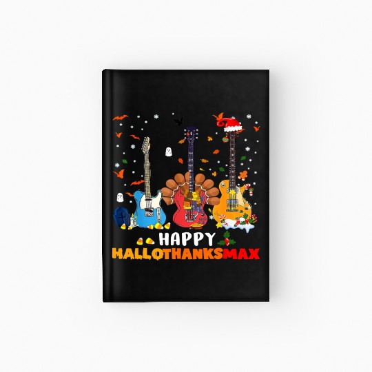Guitar Happy Hallothanksmas Halloween Thanksgiving Hardcover Journal