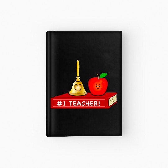 Teacher Appreciation Cute Apple And Bell With Book Hardcover Journal
