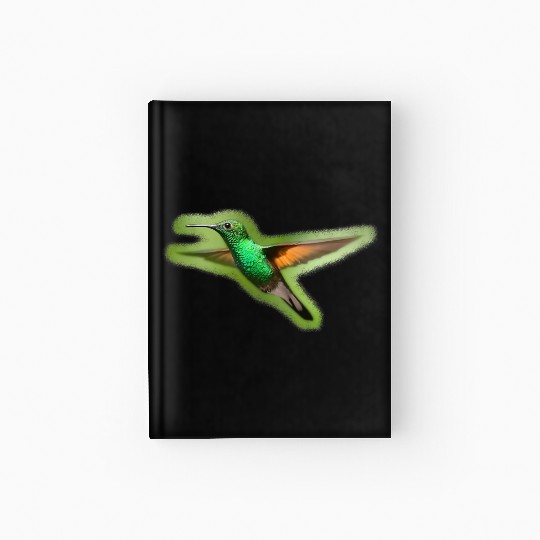 Green Hummingbird Illustration Bird Lover Hardcover Journal