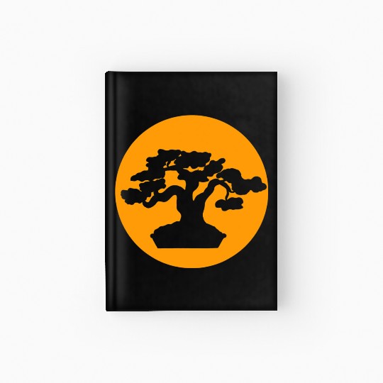 Japanese Bonsai Tree with Orange Sunset Hardcover Journal