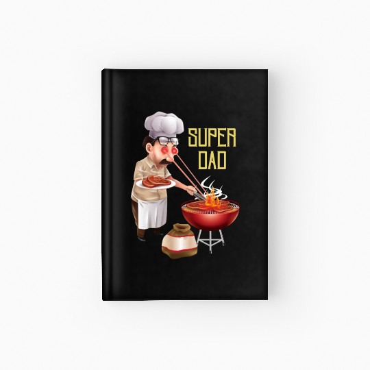 Super Dad Cookout Illustration Super Hero Hardcover Journal