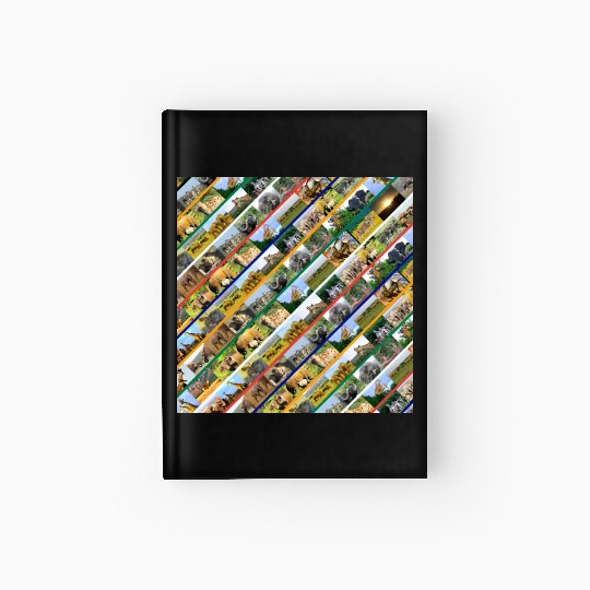 Wildlife Stripe Multi Color Collage Hardcover Journal
