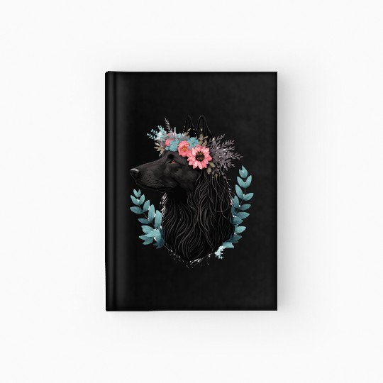 Belgian Sheepdog Flower Crown Pet Dog Breed Floral Hardcover Journal