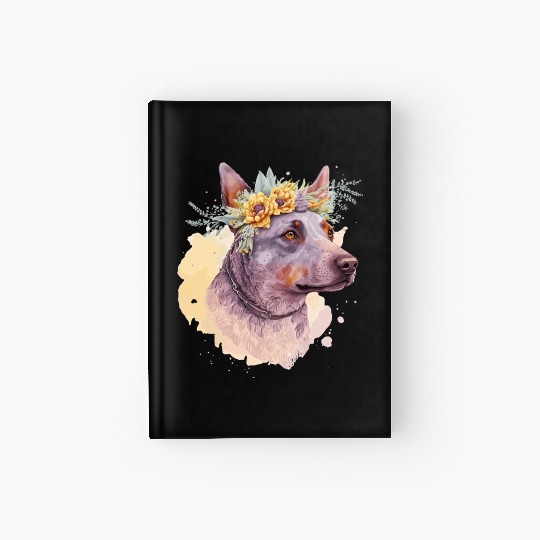 Cute Australian Cattle Dog Flower Crown Pet Dog Fl Hardcover Journal