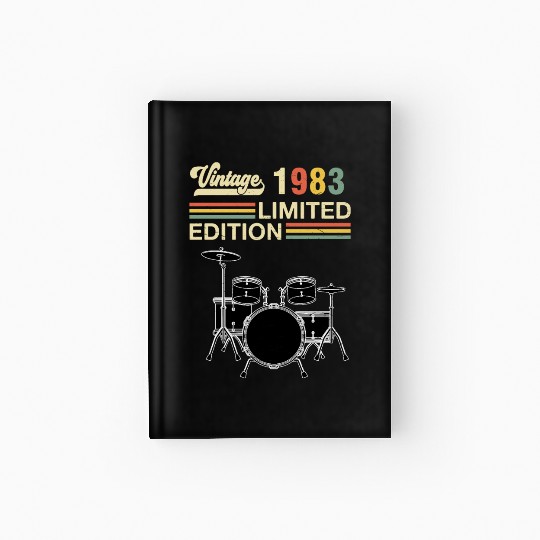 Vintage 1983 Drums 40th Birthday Drummer Hardcover Journal