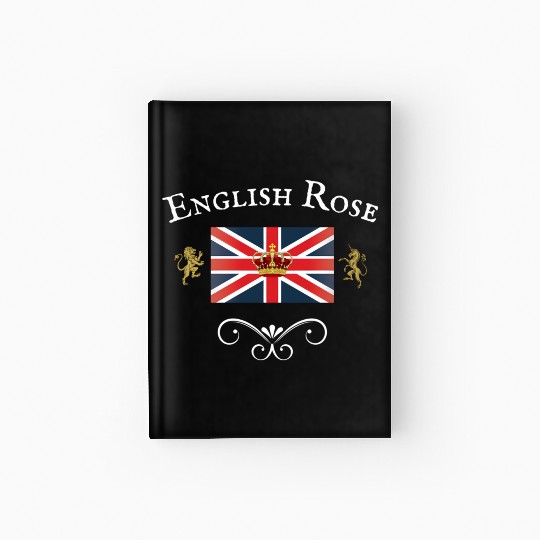 English Rose Union Jack Flag England British Brita Hardcover Journal