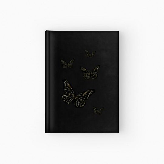 Black glittery butterflies monarch Hardcover Journal
