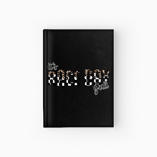 Leopard It'S Race Day Y'All Checkered Flag Racing Hardcover Journal
