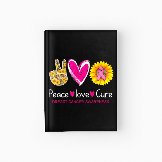 Peace Love Cure-Leopart Sunflower Breast Cancer Hardcover Journal
