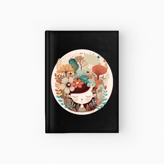 Cottagecore Girl Flower Forest Mental Health Aware Hardcover Journal