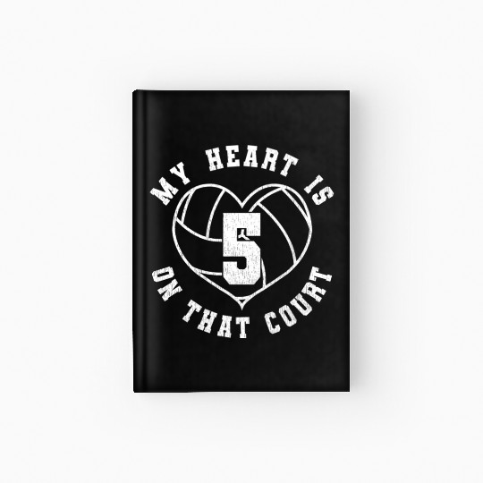 Volleyball Mom Dad Saying Player Jersey Number 5 Hardcover Journal