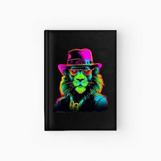 Neon gangster lion Hardcover Journal