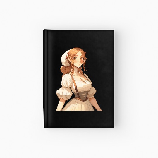Cute Cottagecore Farm Girl Anime Solarpunk Hardcover Journal