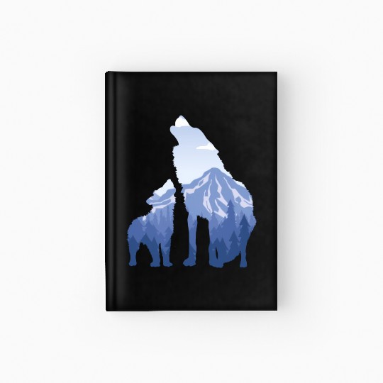 Wolf And Puppy Husky Mountains Nature Hiking Hardcover Journal