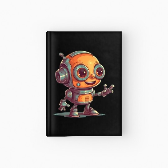 Cute waving robot illustration technology friendly Hardcover Journal