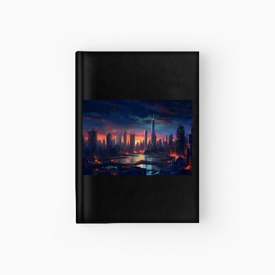 Chicago Post Apocalyptic Hues Cyberpunk Neon Hardcover Journal