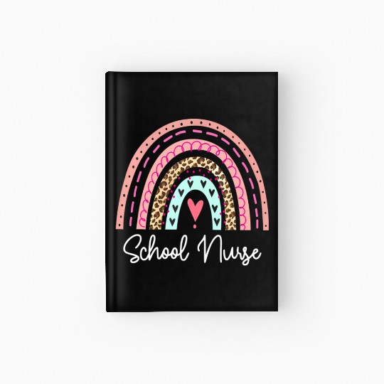 School Nurse Rainbow Leopard Back To School Apprec Hardcover Journal