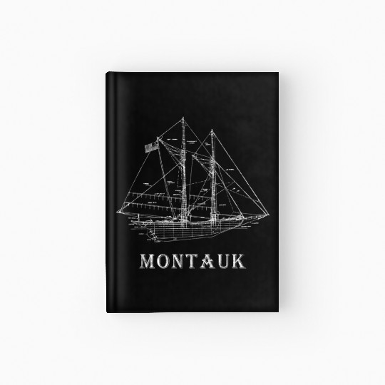 Sailboat Blueprint Montauk Ny Sailing Vacation Hardcover Journal