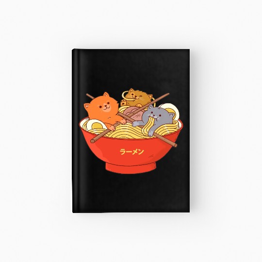 Kawaii Anime Cat Japanese Ramen Noodle Hardcover Journal