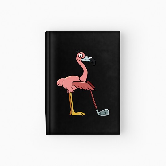 Flamingo Play Golf Pink Funny Animal Playing Golf Hardcover Journal