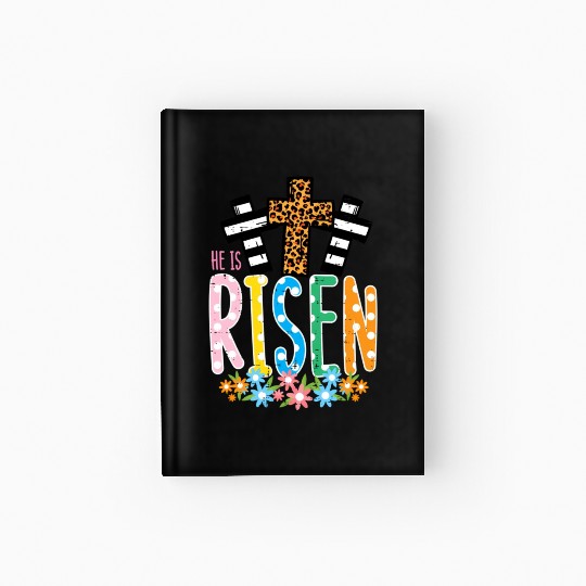 He Is Risen Leopard Cross Easter Jesus Religious Hardcover Journal