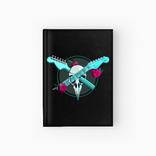 Guitar Lover T Shirtstrat guitar and raven skull Hardcover Journal