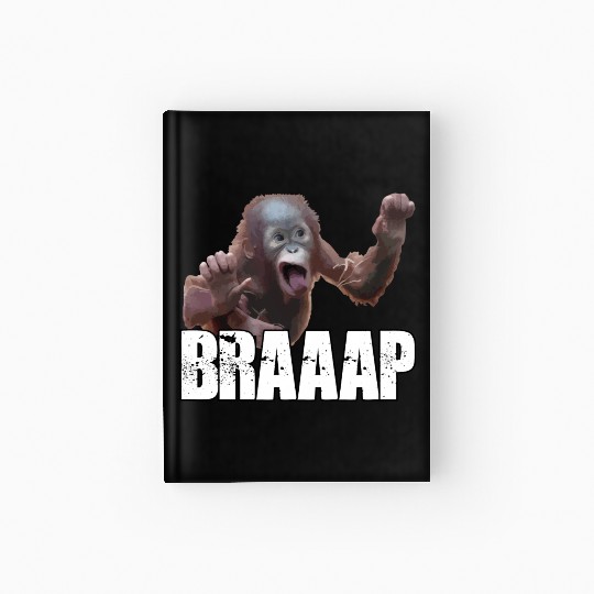 Braaap Monkey Face Riding A Motocross Hardcover Journal