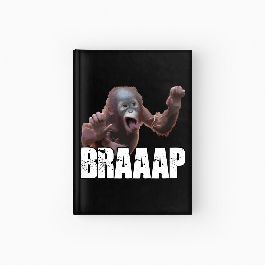 Braaap Monkey Face Riding A Motocross Hardcover Journal