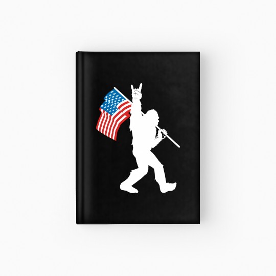 Bigfoot Rock And Roll Usa Flag For Sasquatch Hardcover Journal