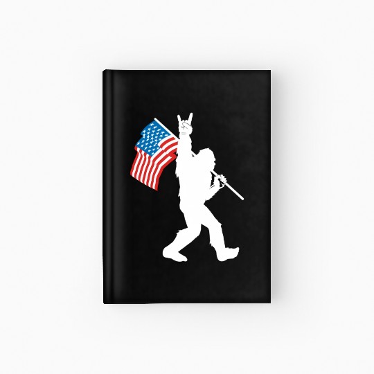 Bigfoot Rock And Roll Usa Flag For Sasquatch Hardcover Journal