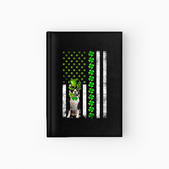 American Flag Boston Terrier Dog St Patric Day Hardcover Journal
