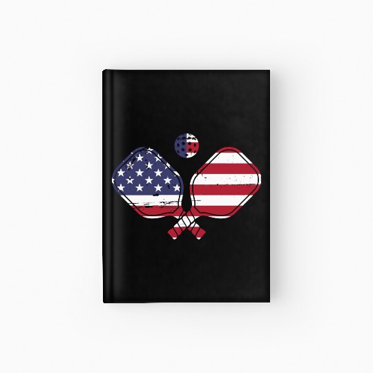 Patriotic Pickleball US Flag Paddleball Design Hardcover Journal