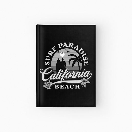Grey-Scale Surfing Surf Paradise At California Hardcover Journal