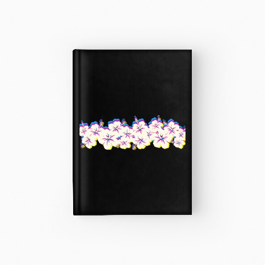 Hawaii Hibiscus Flower Row 1970S Glitch Aesthetic Hardcover Journal