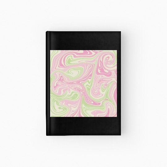 Psychedelic Swirl Green Pink Pattern Hardcover Journal