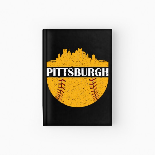 Pittsburgh Baseball Cityscape Distressed Novelty Hardcover Journal