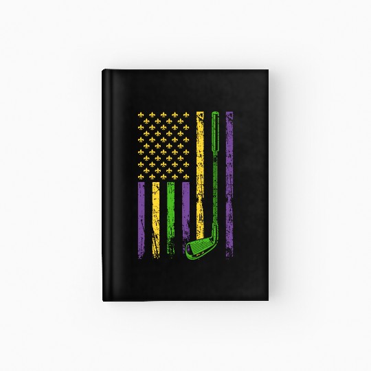 American Sports Flag Sporty Golf Club Mardi Gras Hardcover Journal