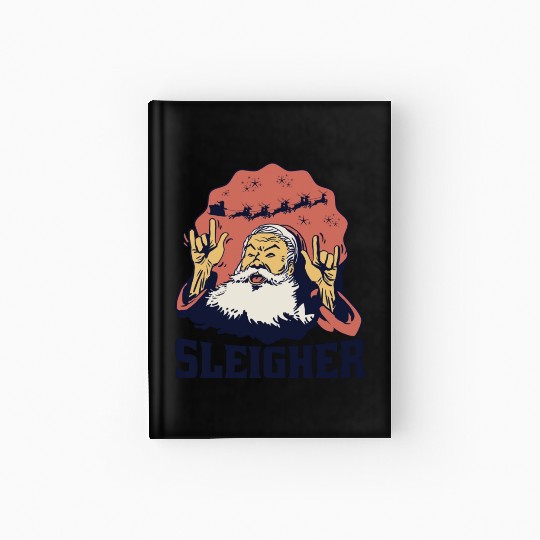 Heavy Metal Santa Sign Of The Horns Hardcover Journal
