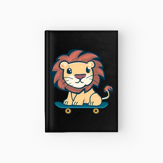 Lion on skateboard Hardcover Journal