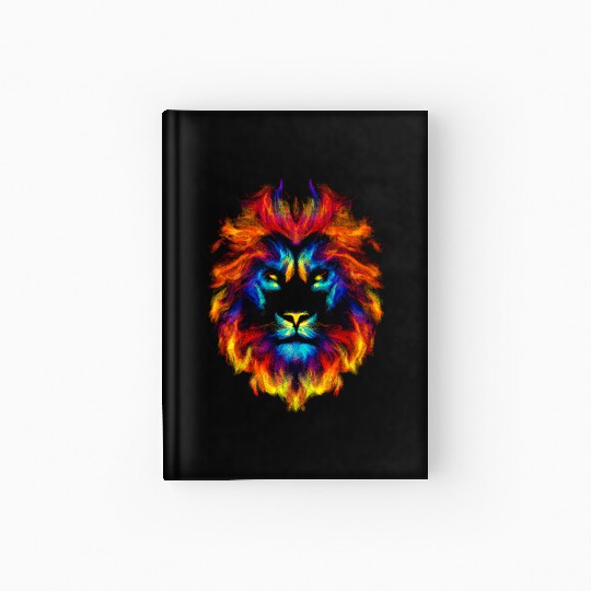 Head of a lion multi colored fire lion head leo Hardcover Journal