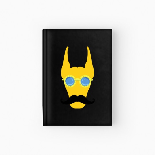 funny yellow dobermann dog with weird sunglasses a Hardcover Journal