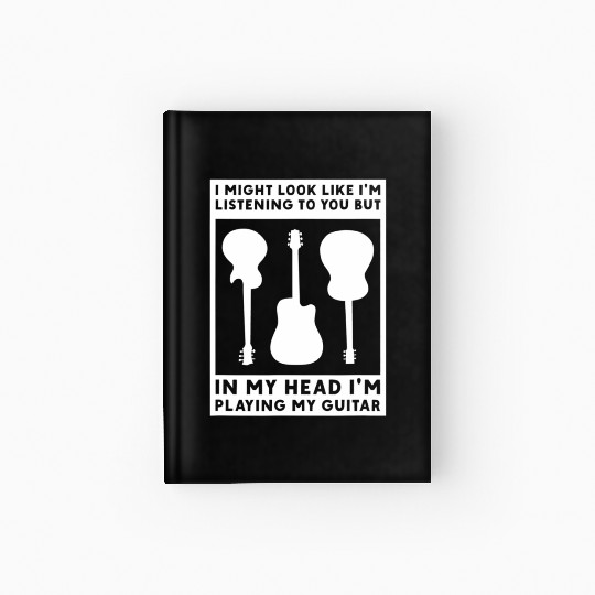 In My Head Im Playing My Guitar Musician Bass Hardcover Journal