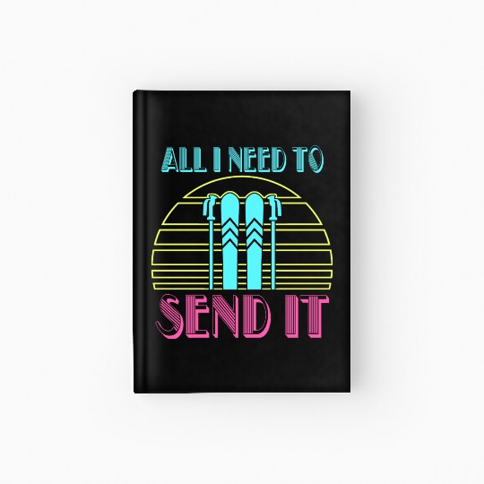 Retro Neon Send It Skiing Freestyle Skiers Ski Hardcover Journal